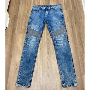 True Religion Rocco Relaxed Skinny Jeans Size 30 Moto Panel Distressed